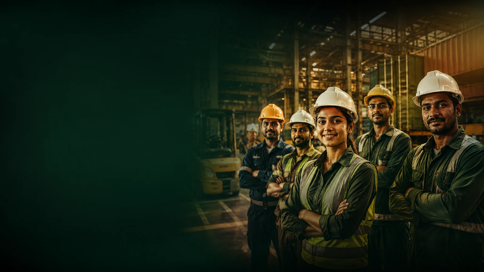 Professional manpower team at industrial worksite